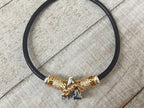 USMA Army 'A' Kicking Mule on Leather Bracelet