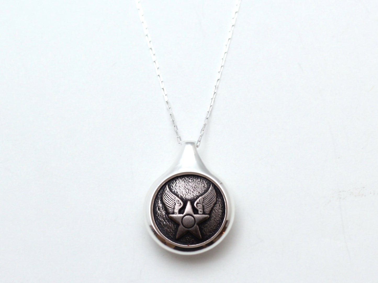 Air Force Button Sleek Silver Necklace