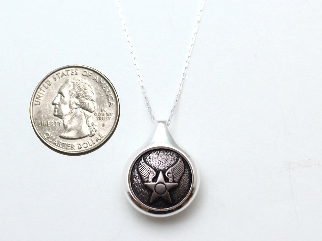 Air Force Button Sleek Silver Necklace