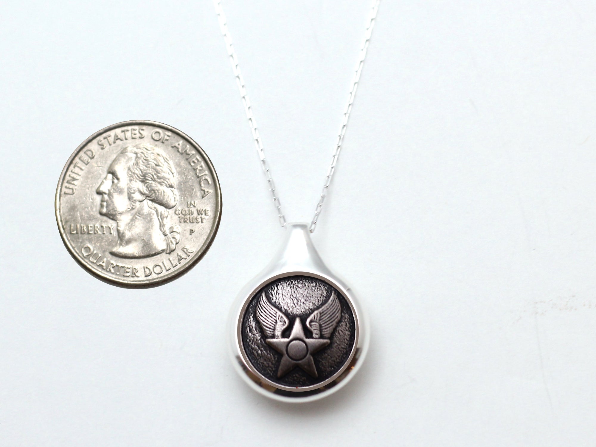 Air Force Button Sleek Silver Necklace