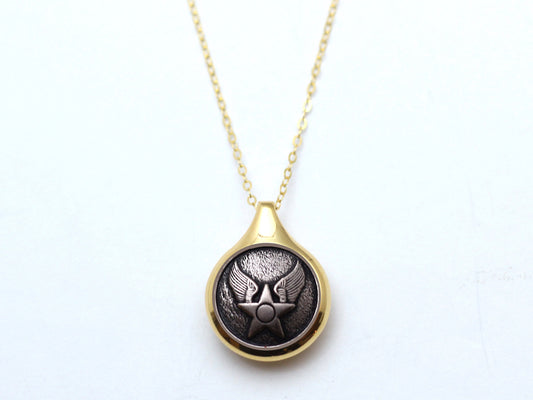 Air Force Button Sleek Gold Necklace
