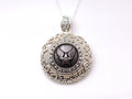 Air Force Button Necklace - Large Silver Rhinestone Pendant