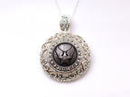 Air Force Button Necklace - Large Silver Rhinestone Pendant
