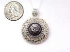 Air Force Button Necklace - Large Silver Rhinestone Pendant