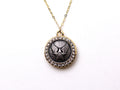Air Force Button Necklace Small Rhinestone Gold Pendant