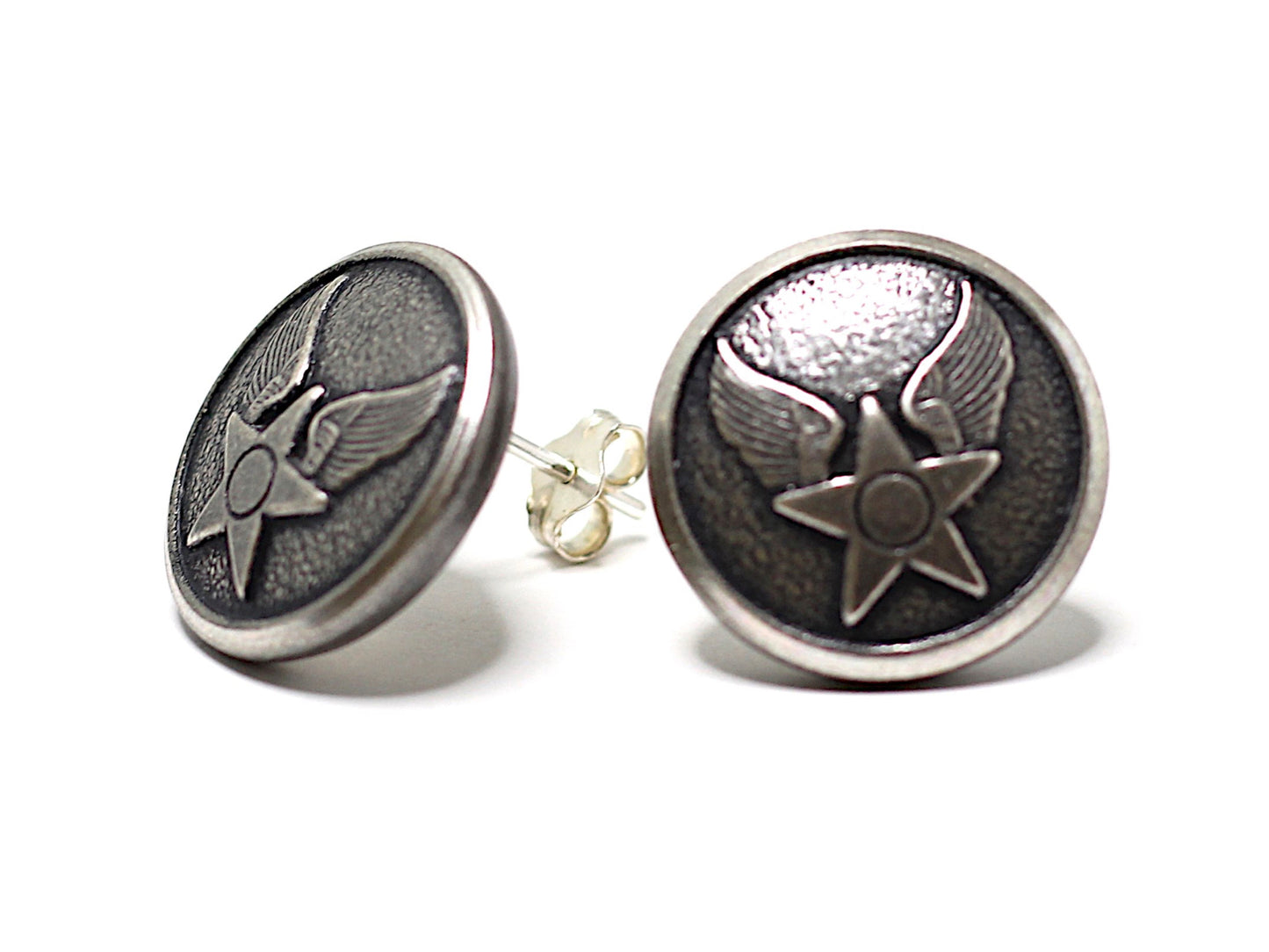 Air Force Button Post Earrings