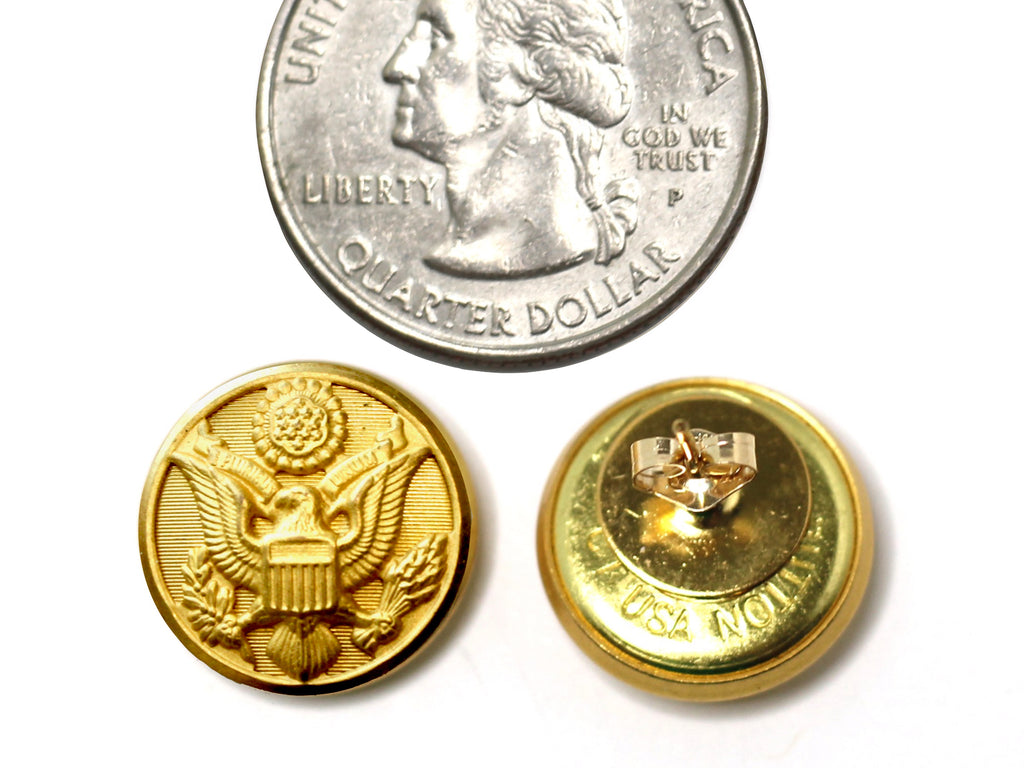 Army Button Post Earrings
