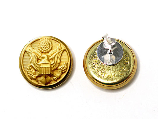 Army Button Post Earrings