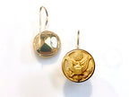 Army Button French Wire Earrings