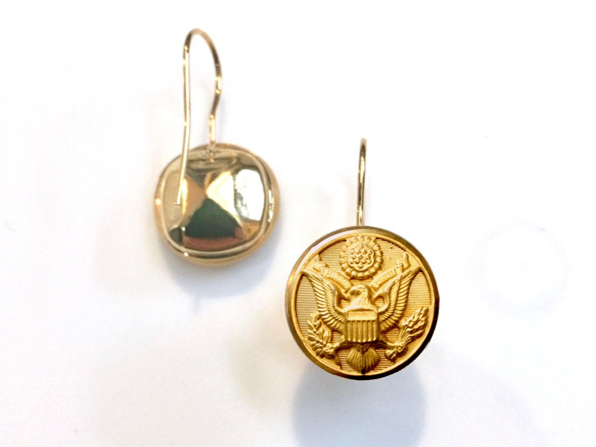 Army Button French Wire Earrings