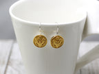 Army Button French Wire Earrings