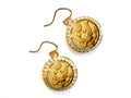 Army Button Small Rhinestone Earrings