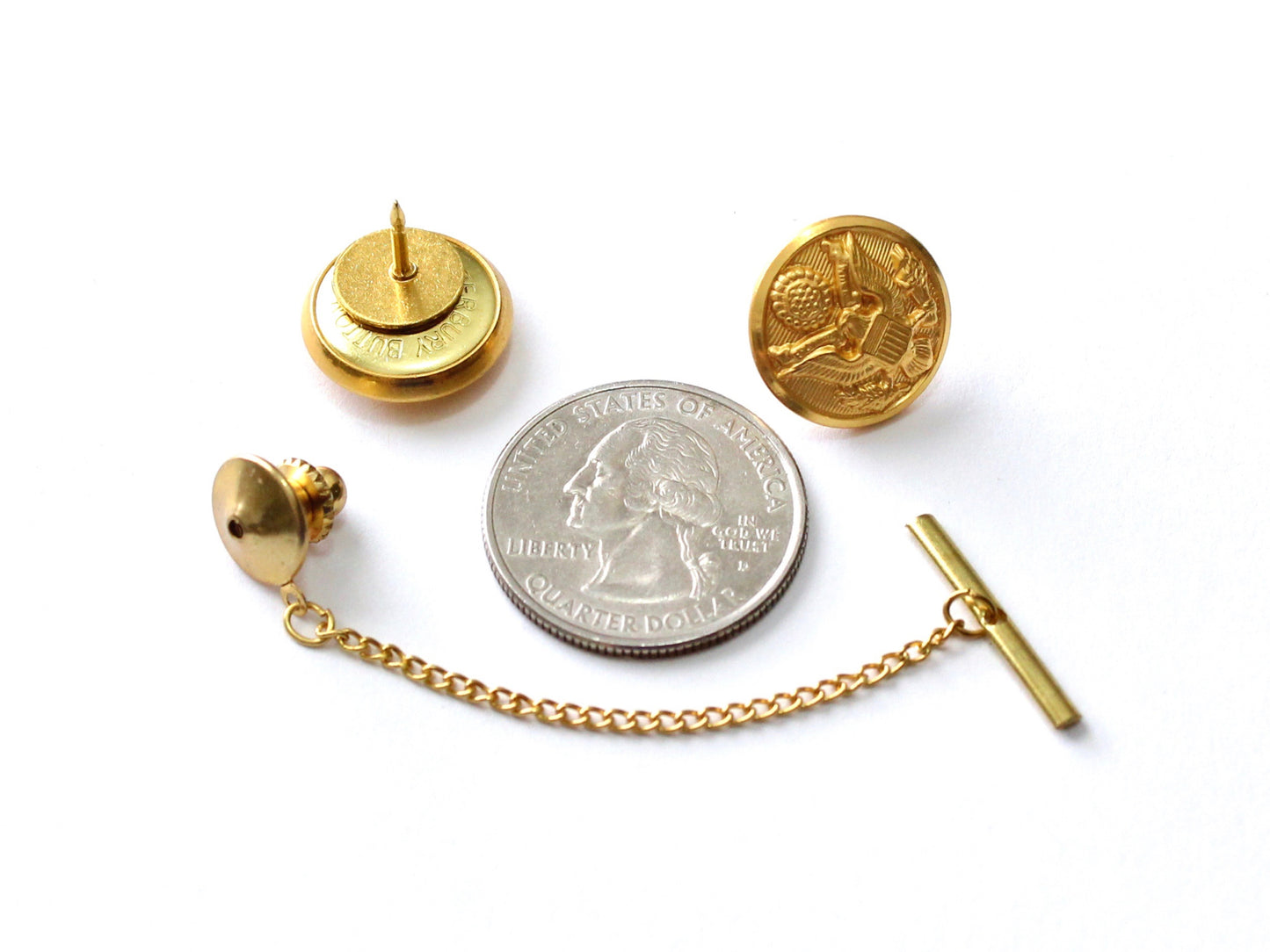 Army Button Gold Tie Tack