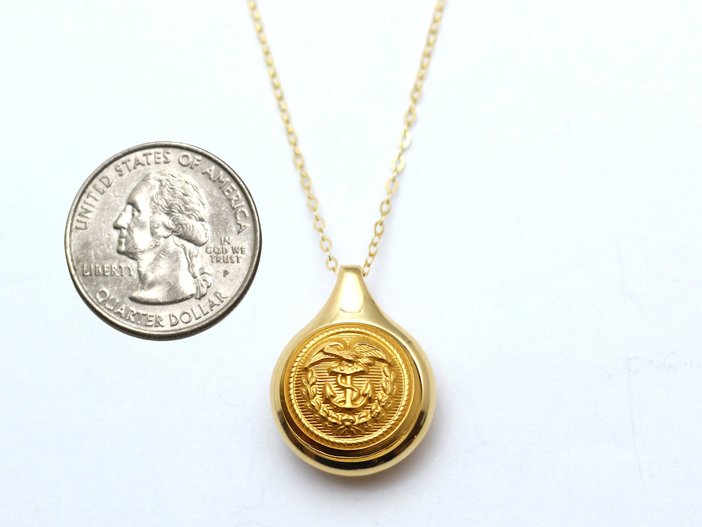 Coast Guard Button Sleek Gold Necklace