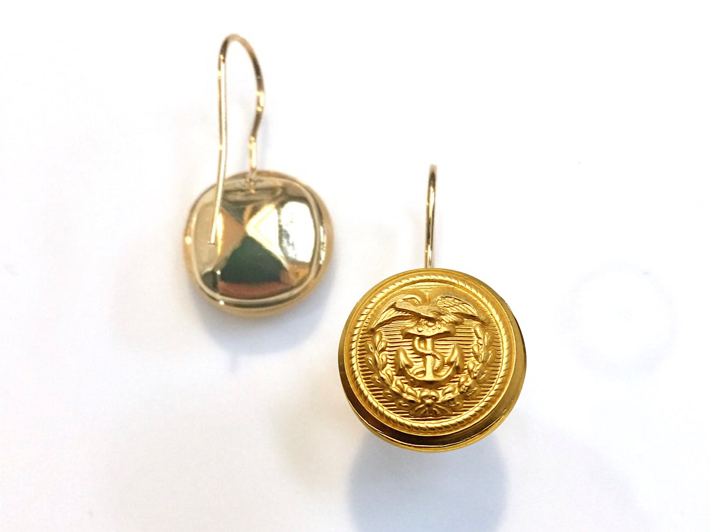 Coast Guard Button French Wire Earrings
