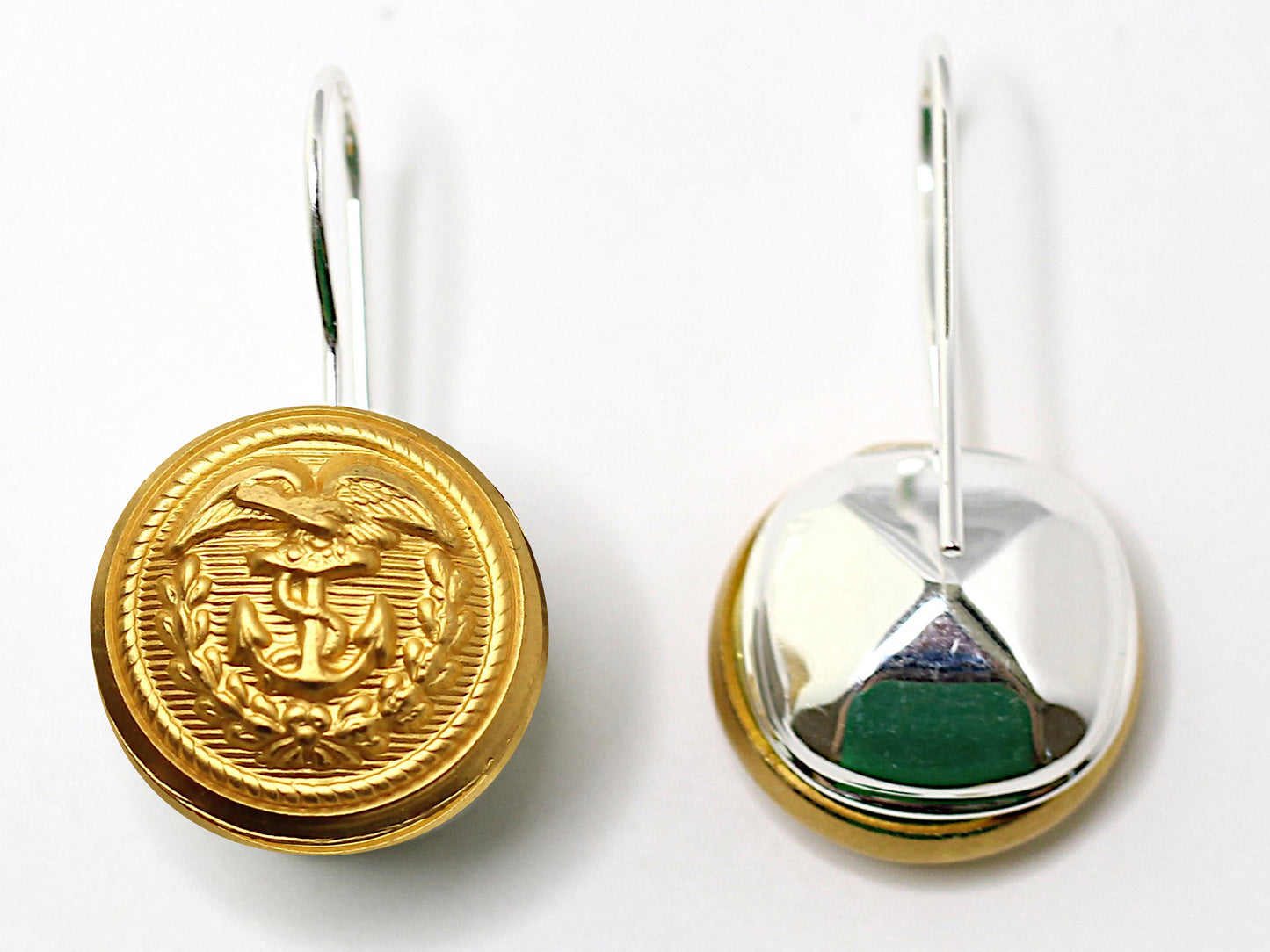 Coast Guard Button French Wire Earrings