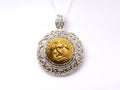 Marine Corps Button Necklace - Large Silver Rhinestone Pendant