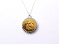 Marine Corps Button Necklace - Small Rhinestone Silver Pendant
