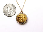 Marine Corps Button Necklace - Small Rhinestone Gold Pendant