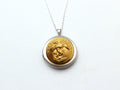 Marine Corps Button Silver Locket Necklace