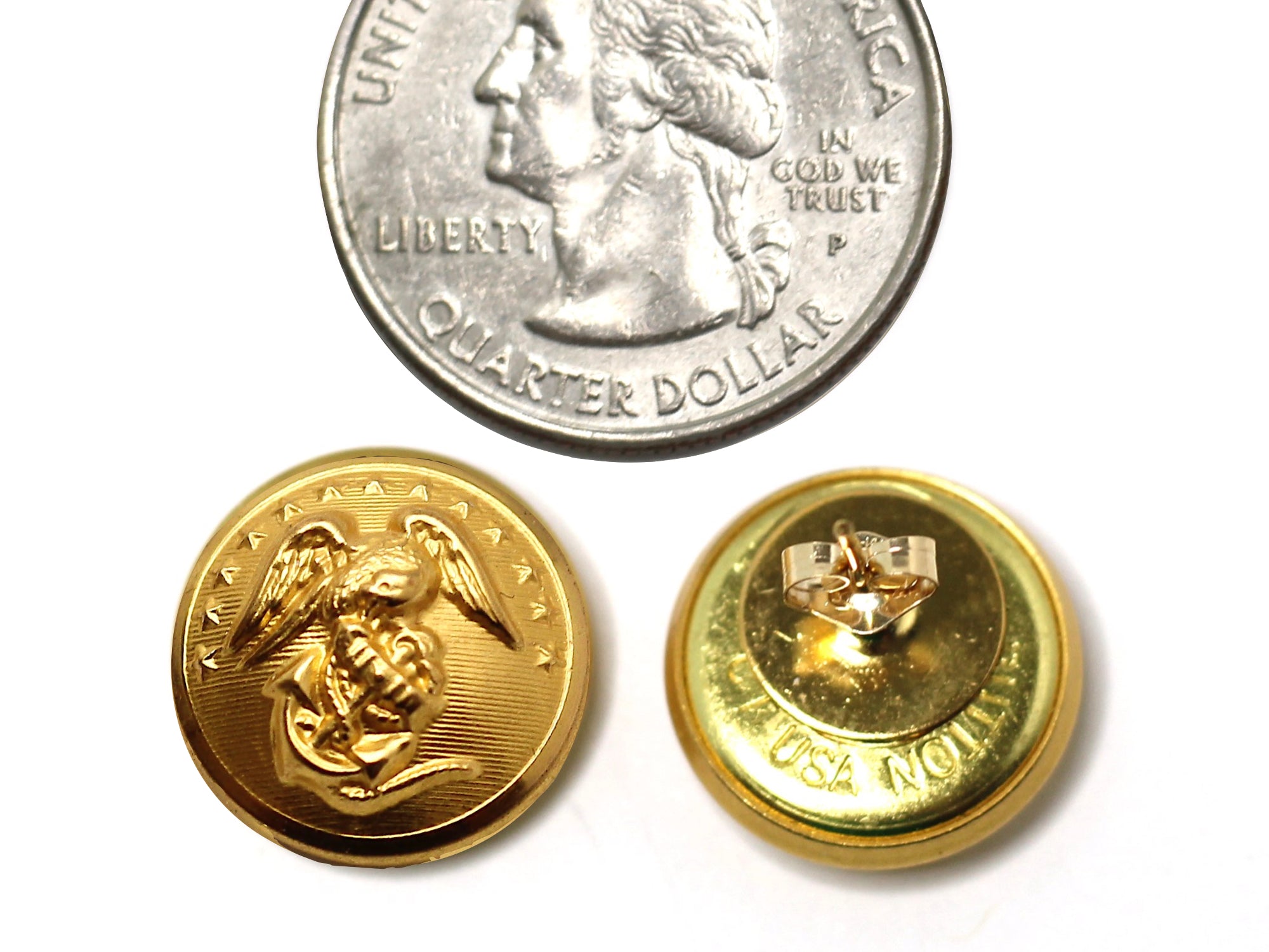 Marine Button Post Earrings