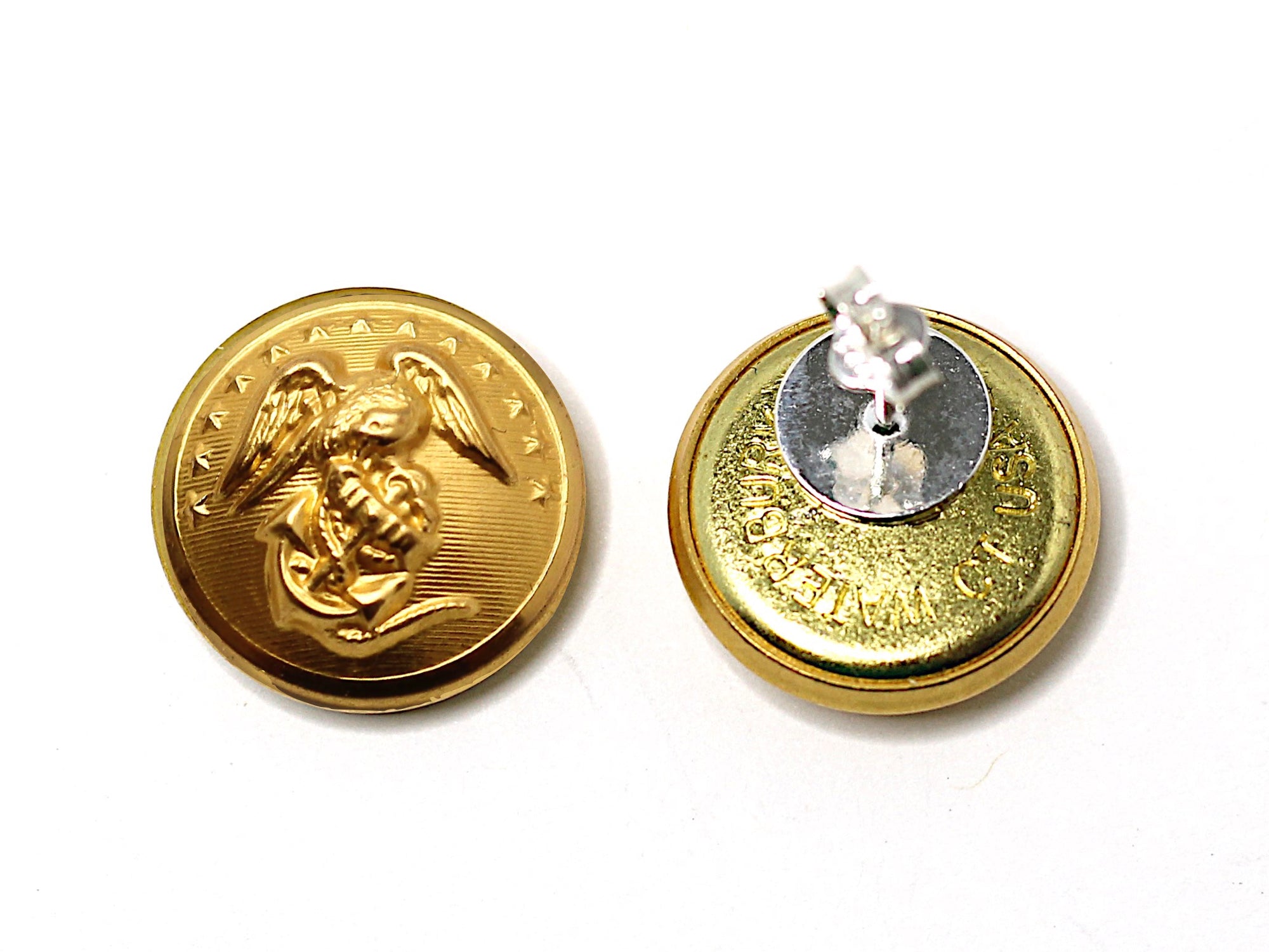 Marine Button Post Earrings