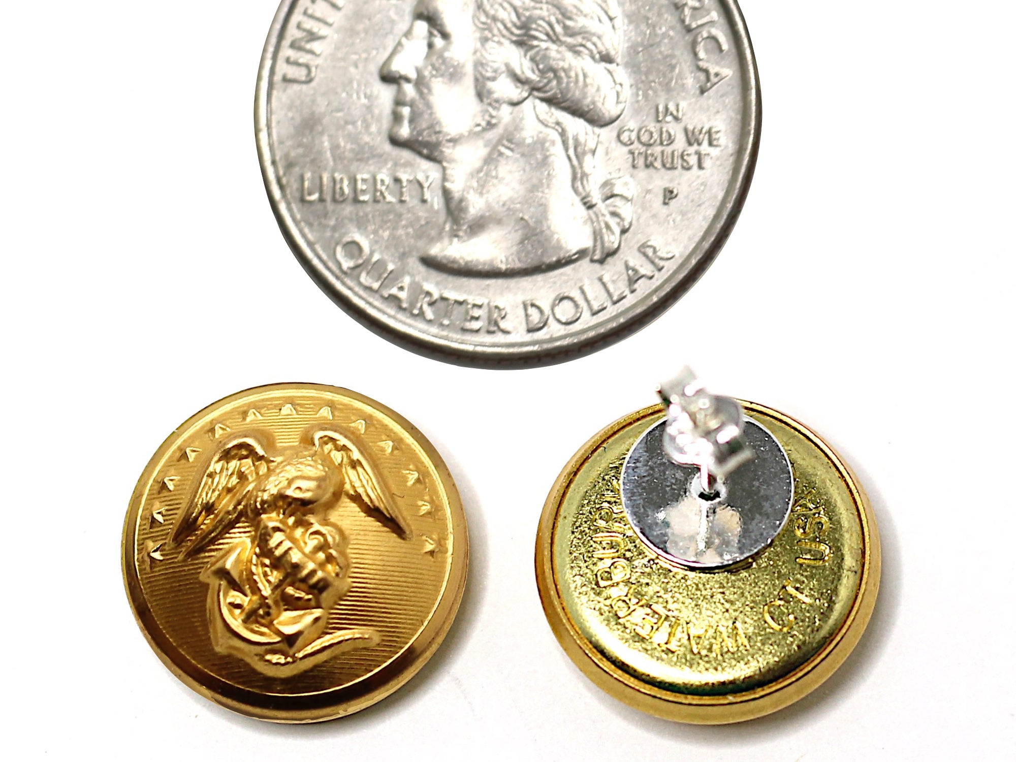 Marine Button Post Earrings