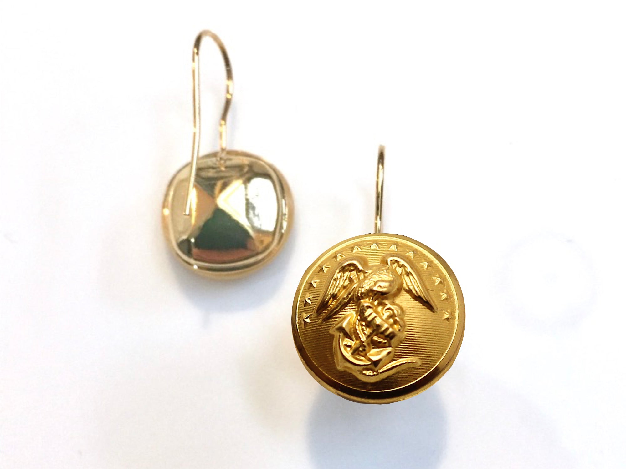 Marine Button French Wire Earrings