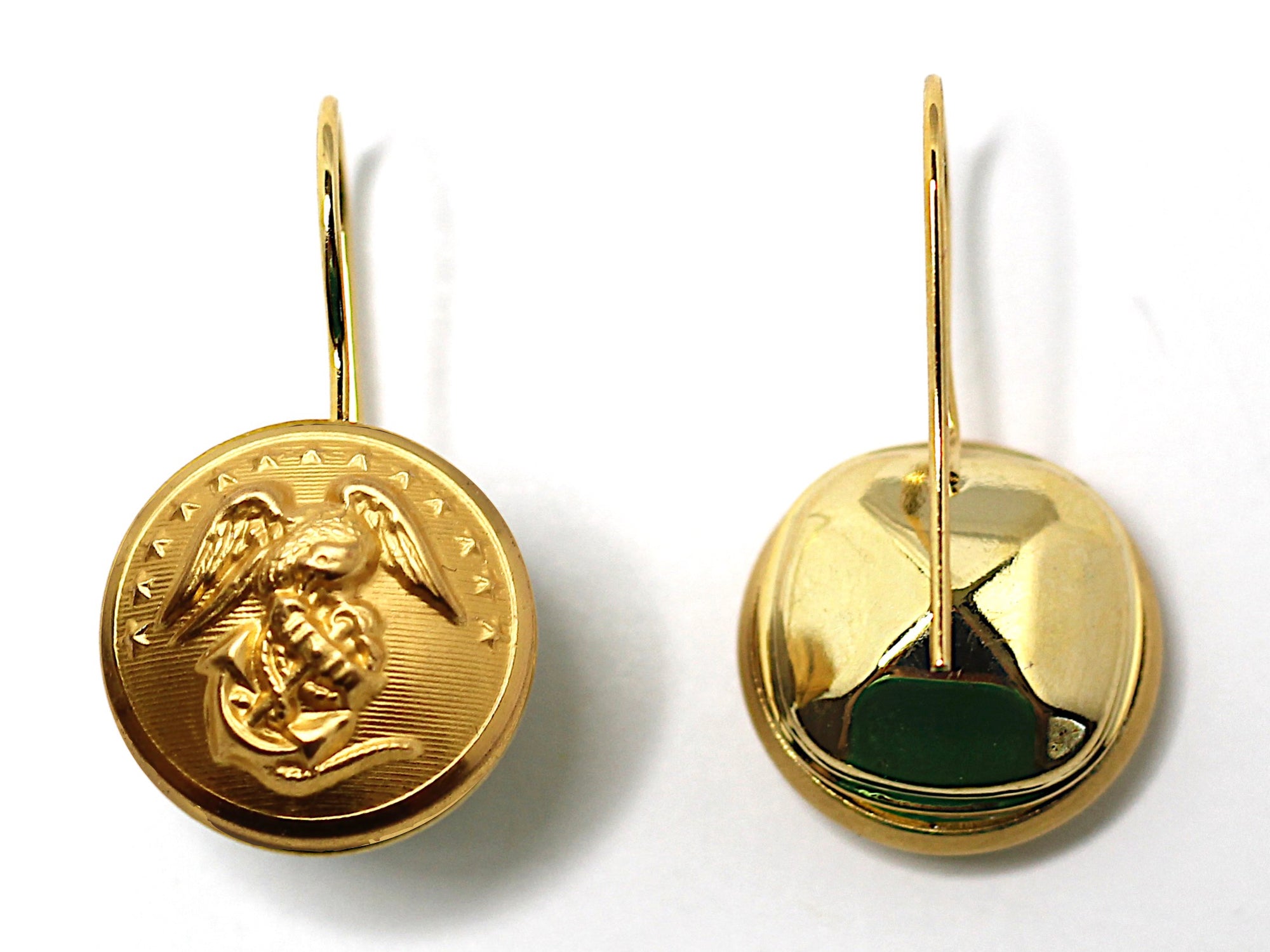 Marine Button French Wire Earrings