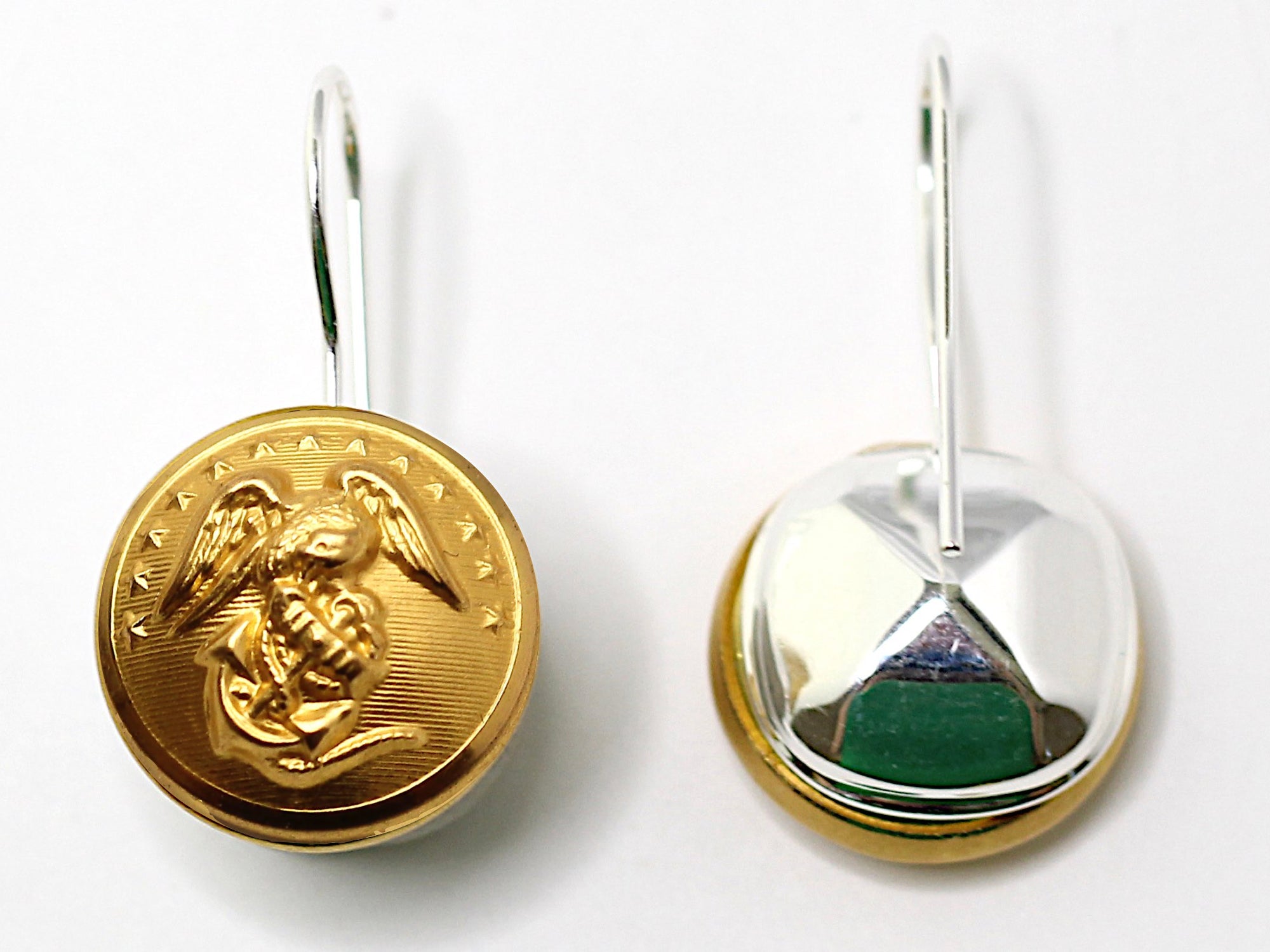 Marine Button French Wire Earrings