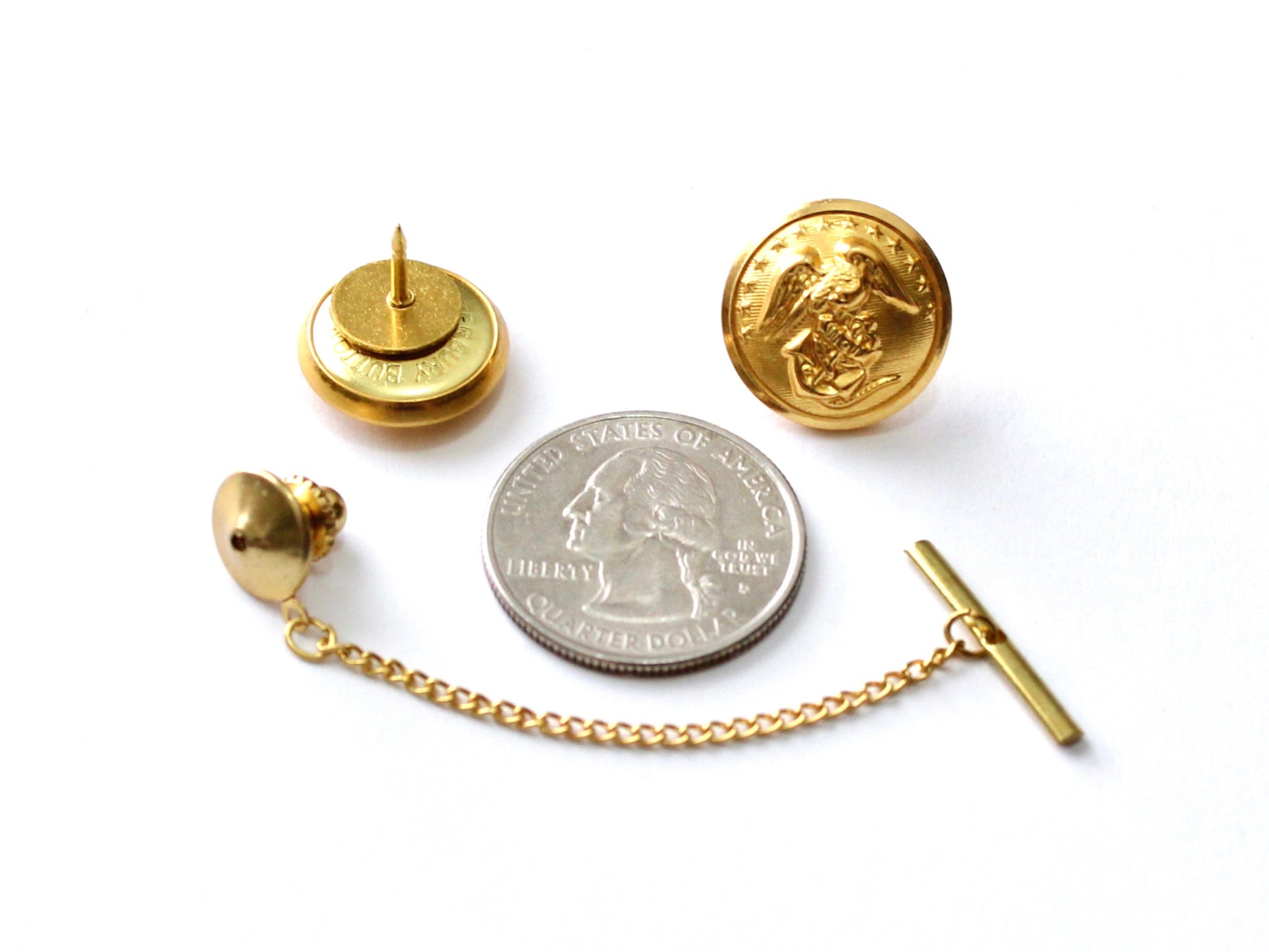 Marine Button Gold Tie Tack
