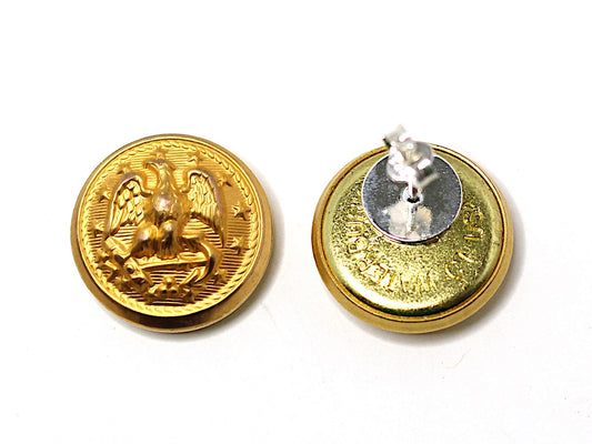 Navy Button Post Earrings