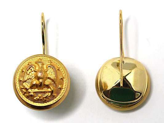 Navy Button French Wire Earrings