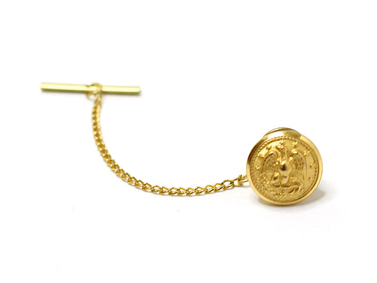 Navy Button Gold Tie Tack