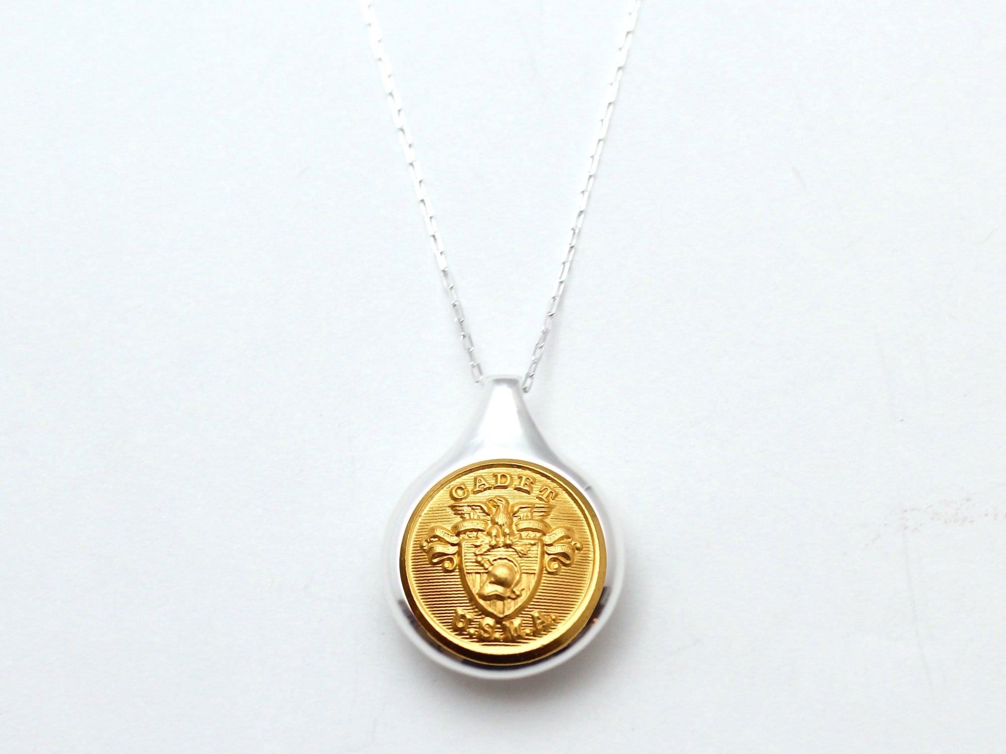 U.S. Military Academy Button Sleek Silver Necklace