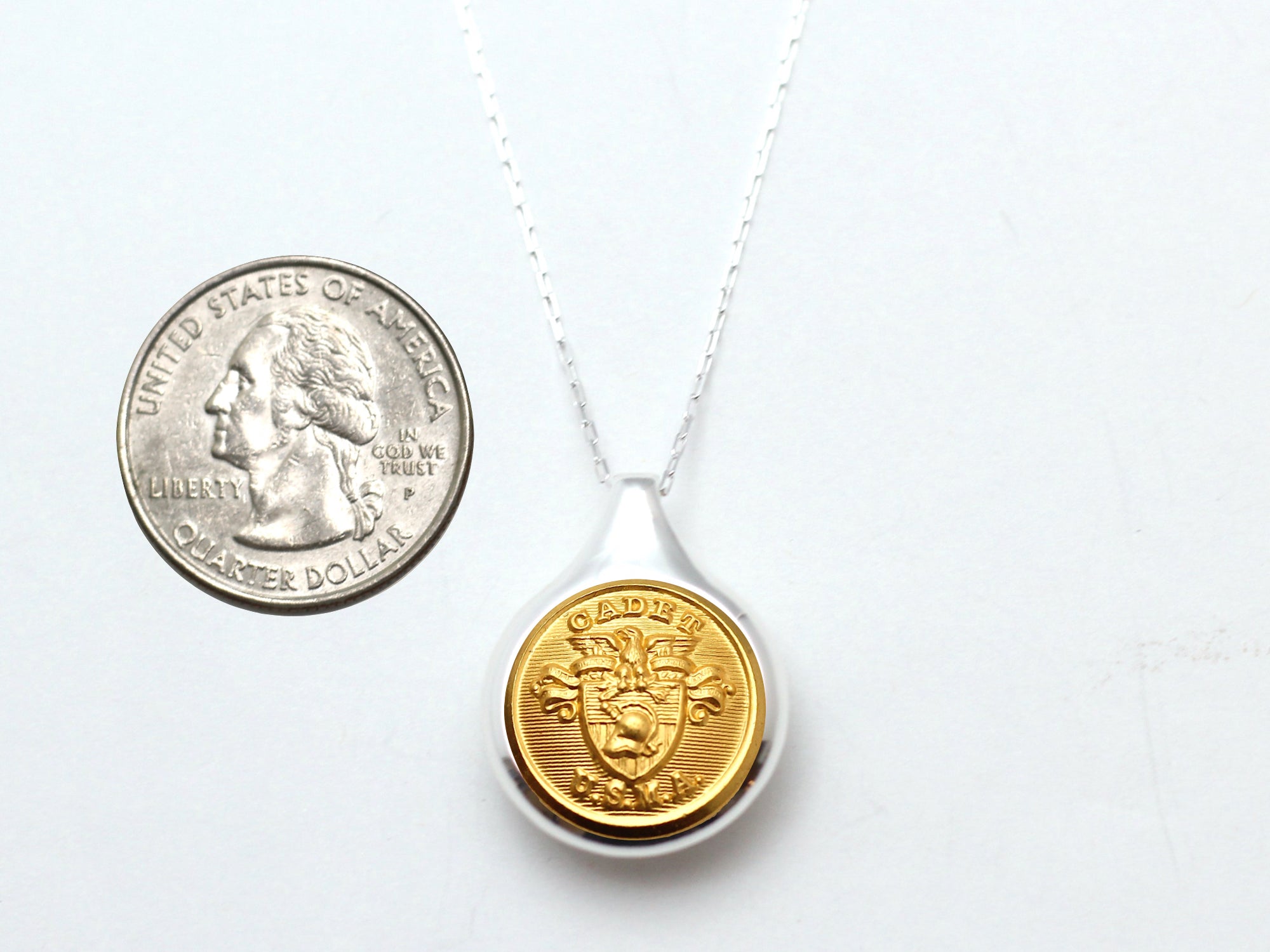 U.S. Military Academy Button Sleek Silver Necklace