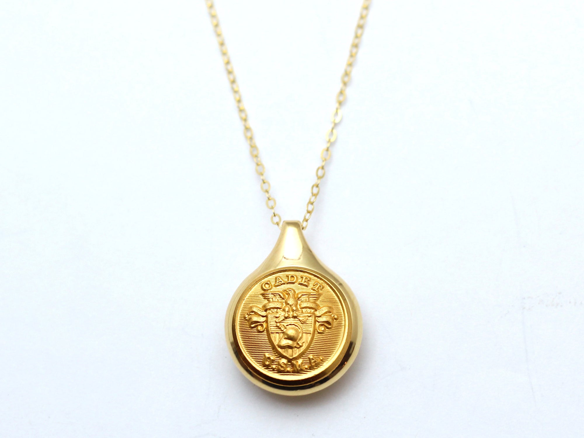 U.S. Military Academy Button Sleek Gold Necklace