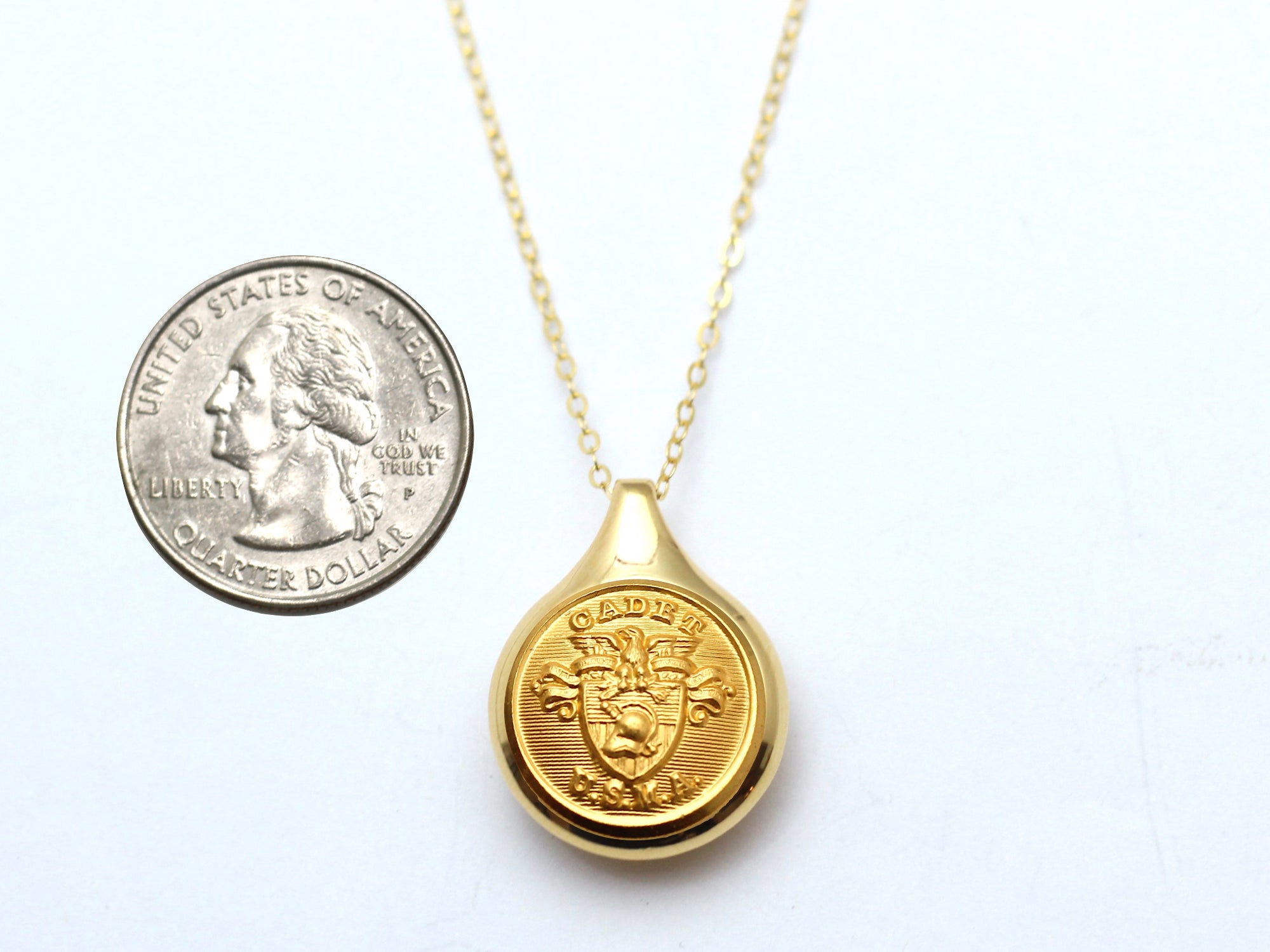 U.S. Military Academy Button Sleek Gold Necklace