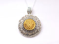 U.S. Military Academy Button Necklace - Large Silver Rhinestone Pendant