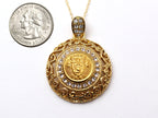 U.S. Military Academy  Button Necklace - Large Gold Rhinestone Pendant