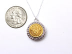 U.S. Military Academy Button Necklace - Small Rhinestone Silver Pendant