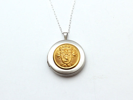 U.S. Military Academy Button Silver Locket Necklace
