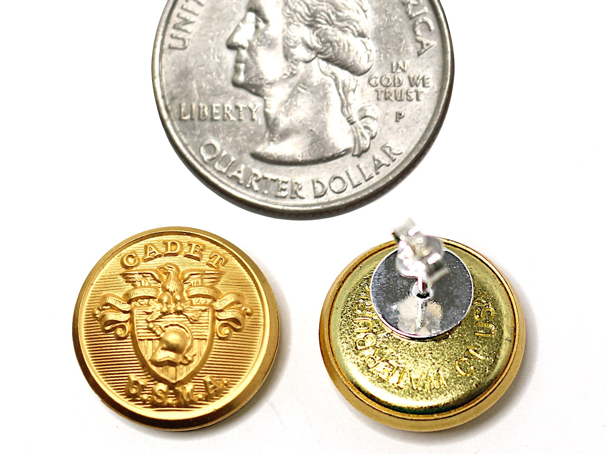 USMA Button Post Earrings