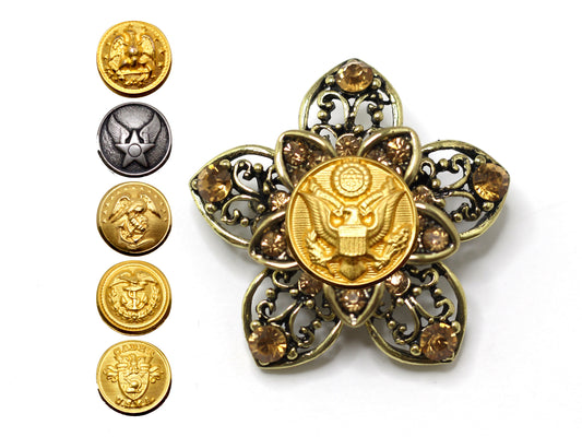 Military Button Brooch 14J