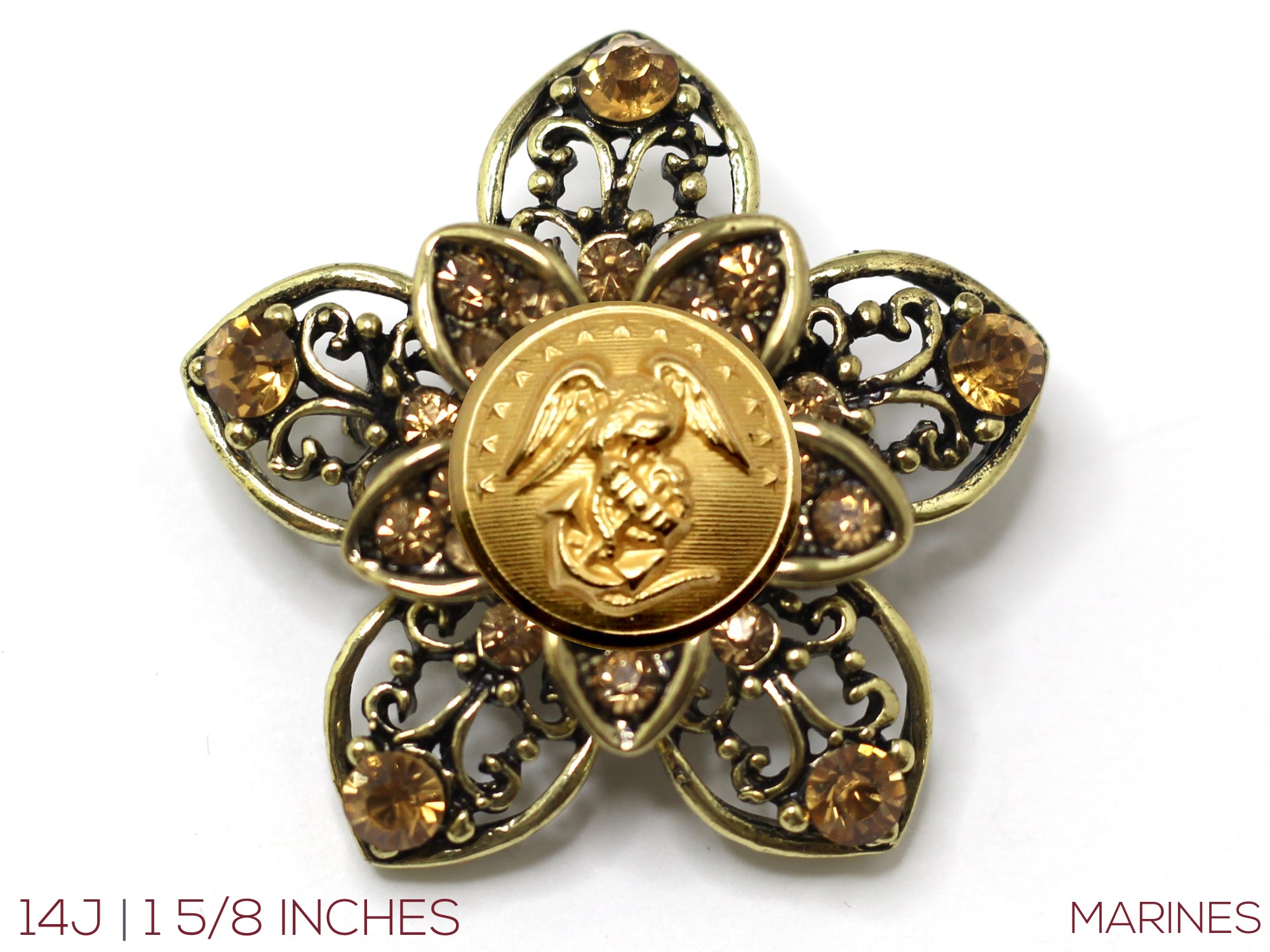 Military Button Brooch 14J
