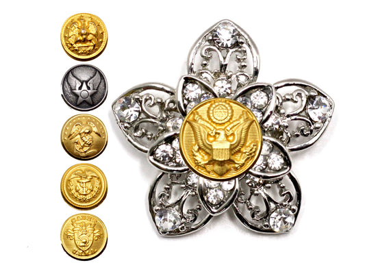 Military Button Brooch 14K