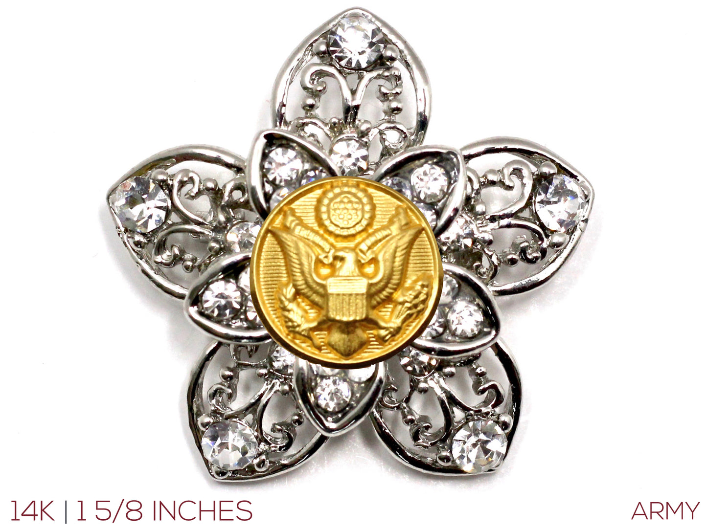 Military Button Brooch 14K
