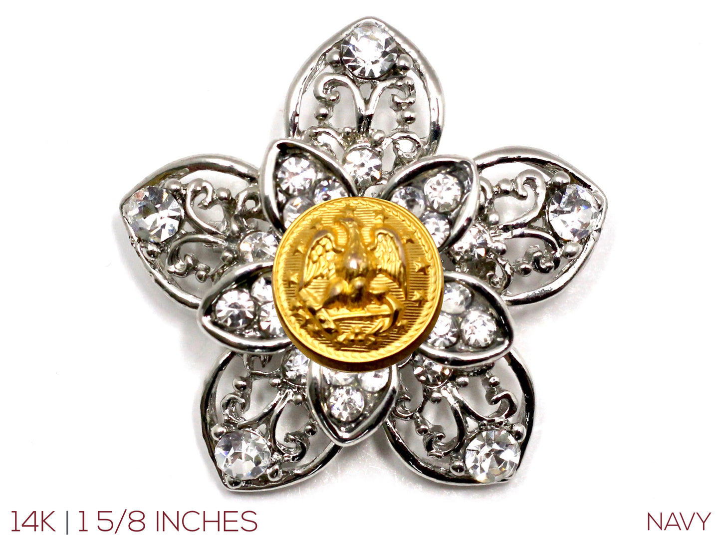 Military Button Brooch 14K