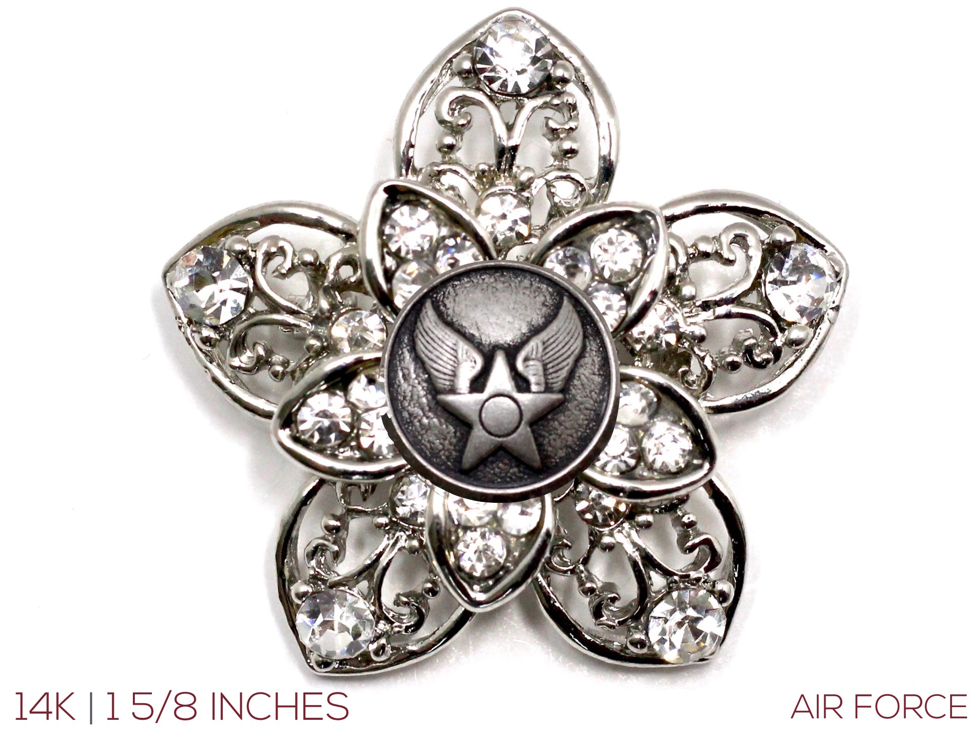 Military Button Brooch 14K
