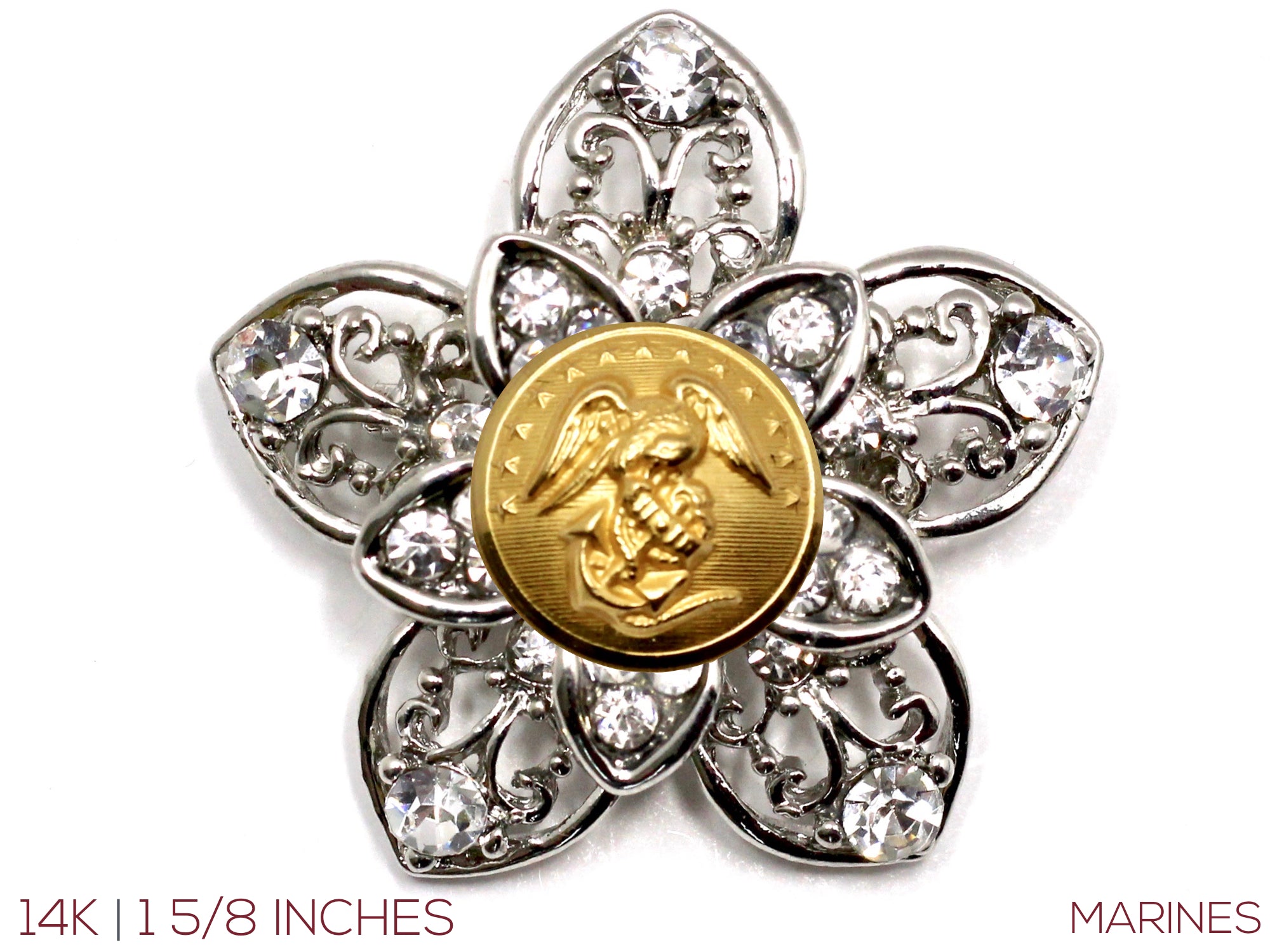 Military Button Brooch 14K